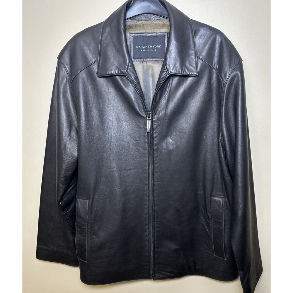 Vintage Andrew Marc New York Leather Bomber Jacket Mens Medium